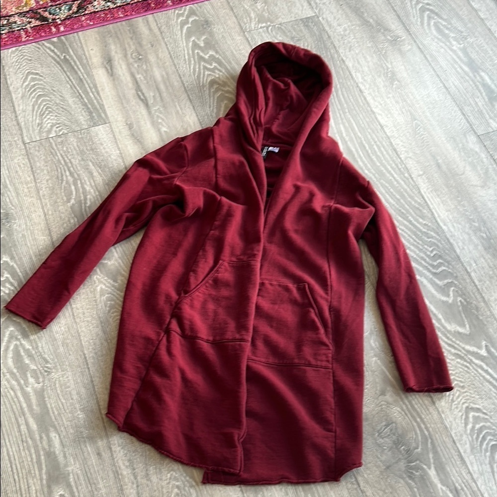 Burgundy Hooded Cardigan